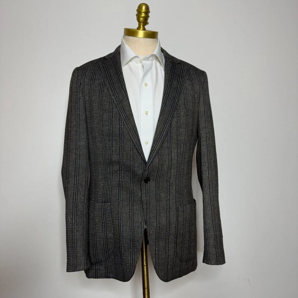 Score Michael Blazer Sport‎ Coat Mens 54 (40R) Linen Stretch Brown Stretch